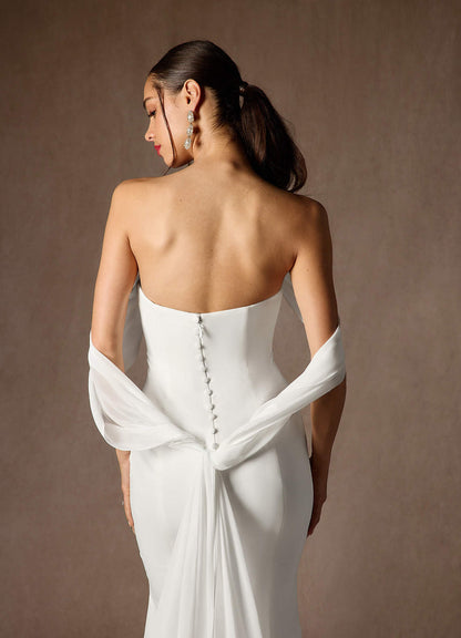 Diamond White Mermaid Off the Shoulder Chiffon Dress