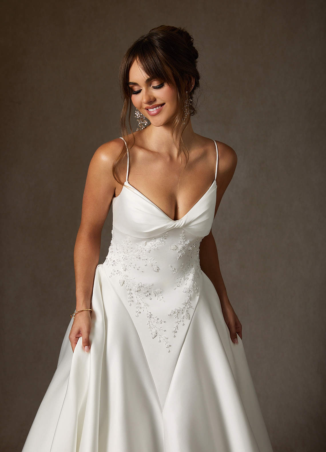 Diamond White A-Line Double Faced Satin Dress