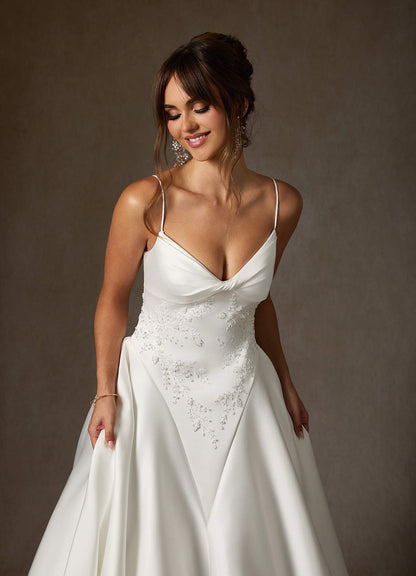 Diamond White A-Line Double Faced Satin Dress