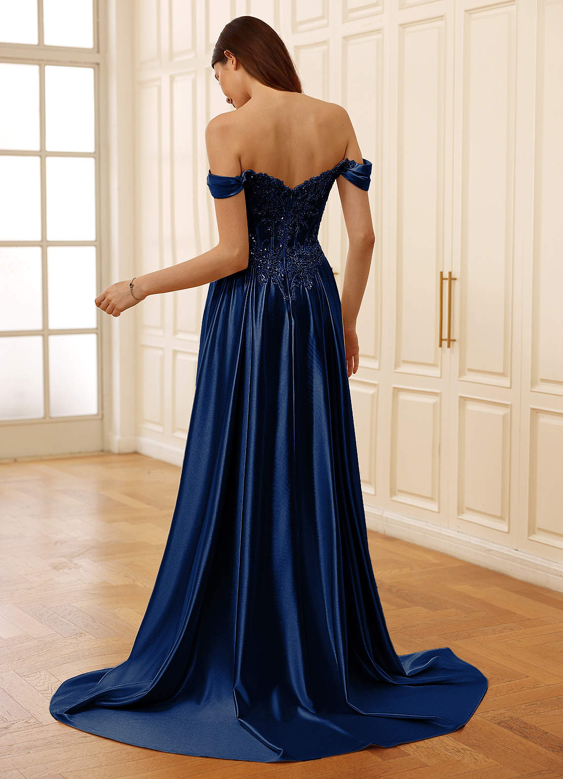 Rowane Neptune Corset Rhinestone Sheer Lace Prom Dress  Dress