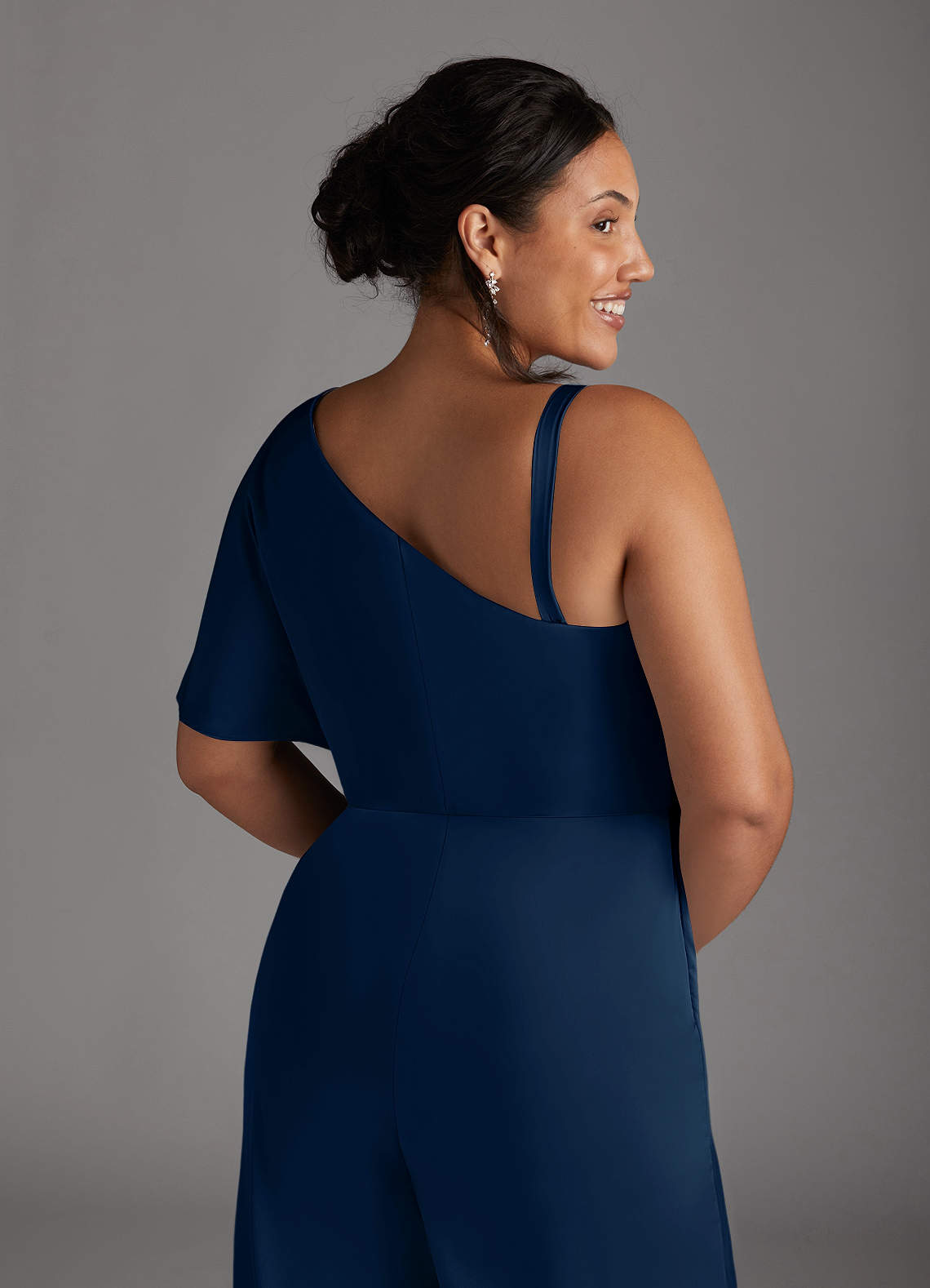 Dark Navy Jumpsuit/Pantsuit Stretch Satin Dress