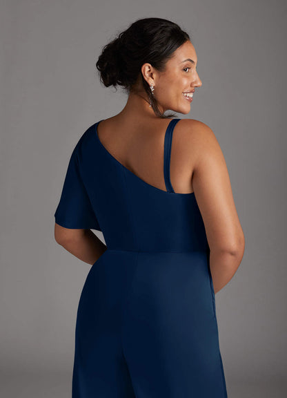 Dark Navy Jumpsuit/Pantsuit Stretch Satin Dress