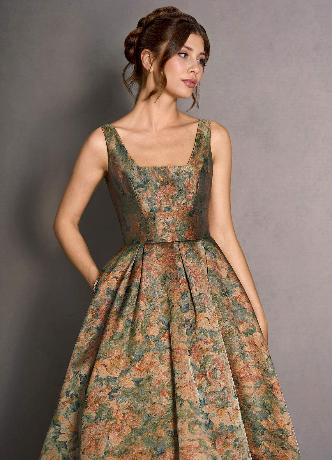 Katel Vintage Teal Midi Dress