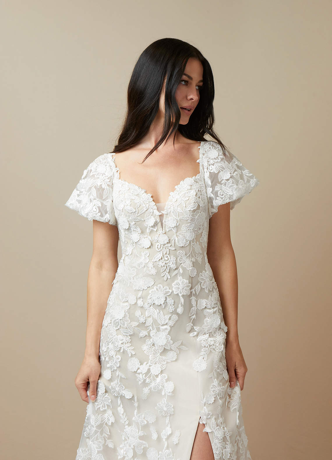 Diamond White Champagne A-Line Sweetheart Lace Dress