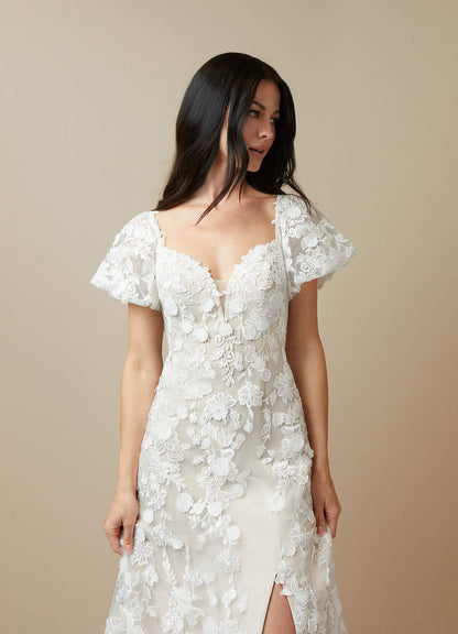 Diamond White Champagne A-Line Sweetheart Lace Dress