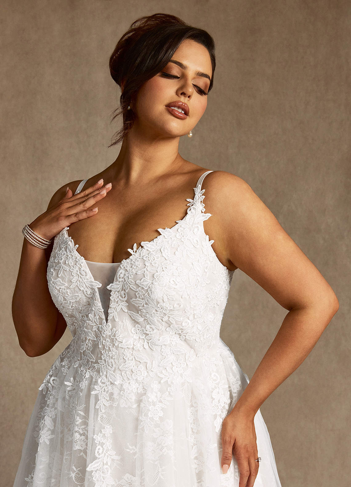 Diamond White A-Line Lace Tulle Dress