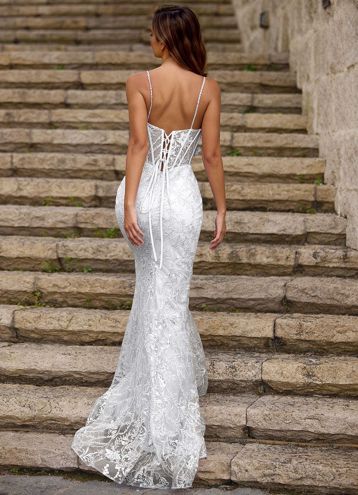 Blazing White Glitter Prom Dress