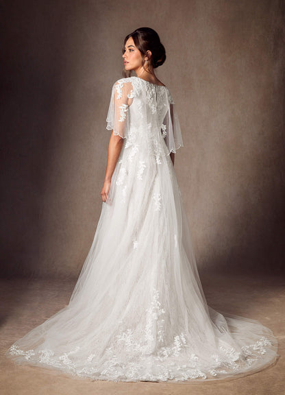 Diamond White A-Line Sequins Tulle Dress