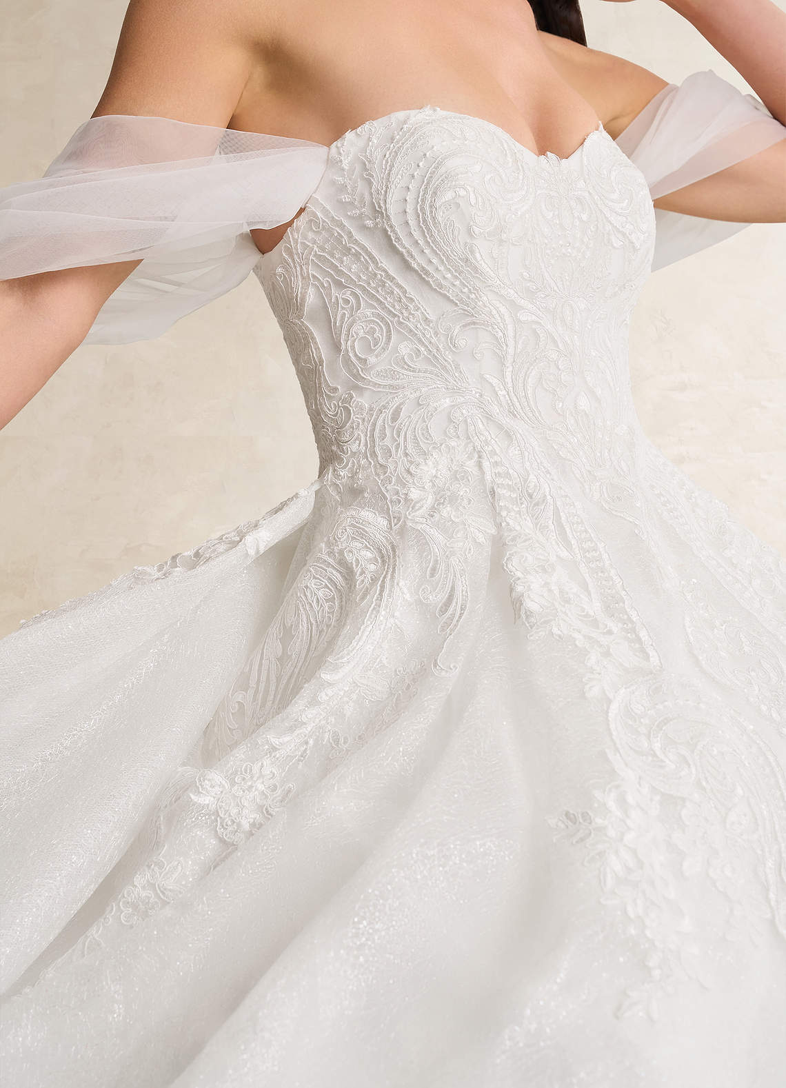 Diamond White Ball-Gown Sequins Tulle Dress