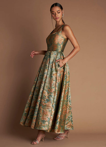 Ainslee Vintage Teal Maxi Dress  Dress