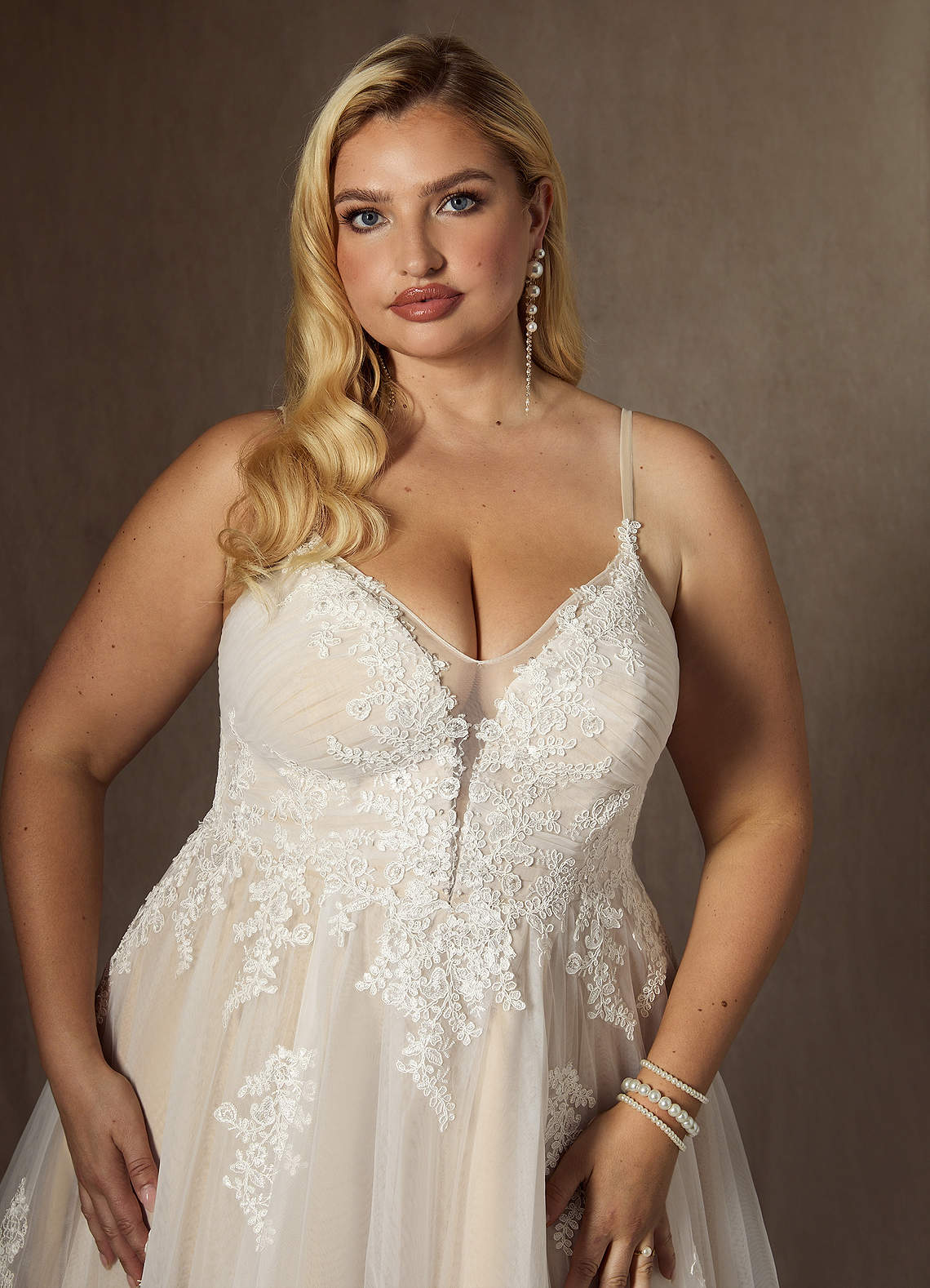Diamond White Champagne A-Line Sequins Tulle Dress