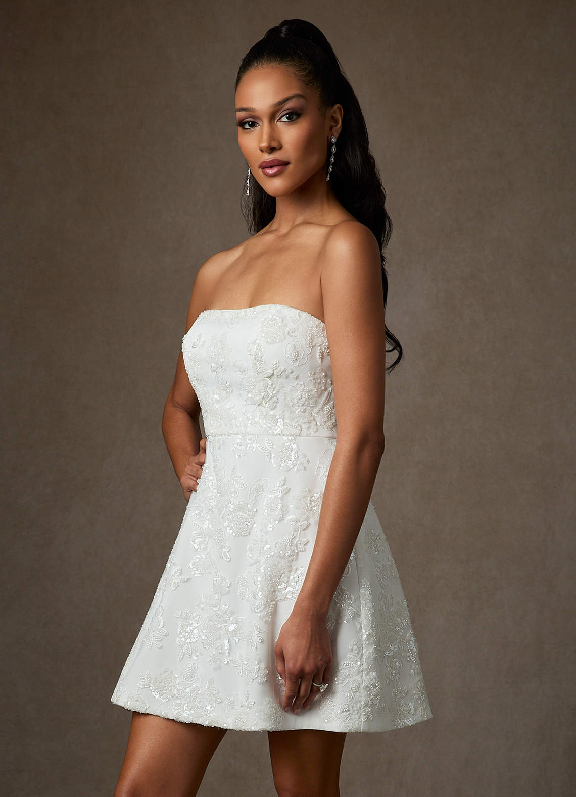 Diamond White A-Line Lace Dress
