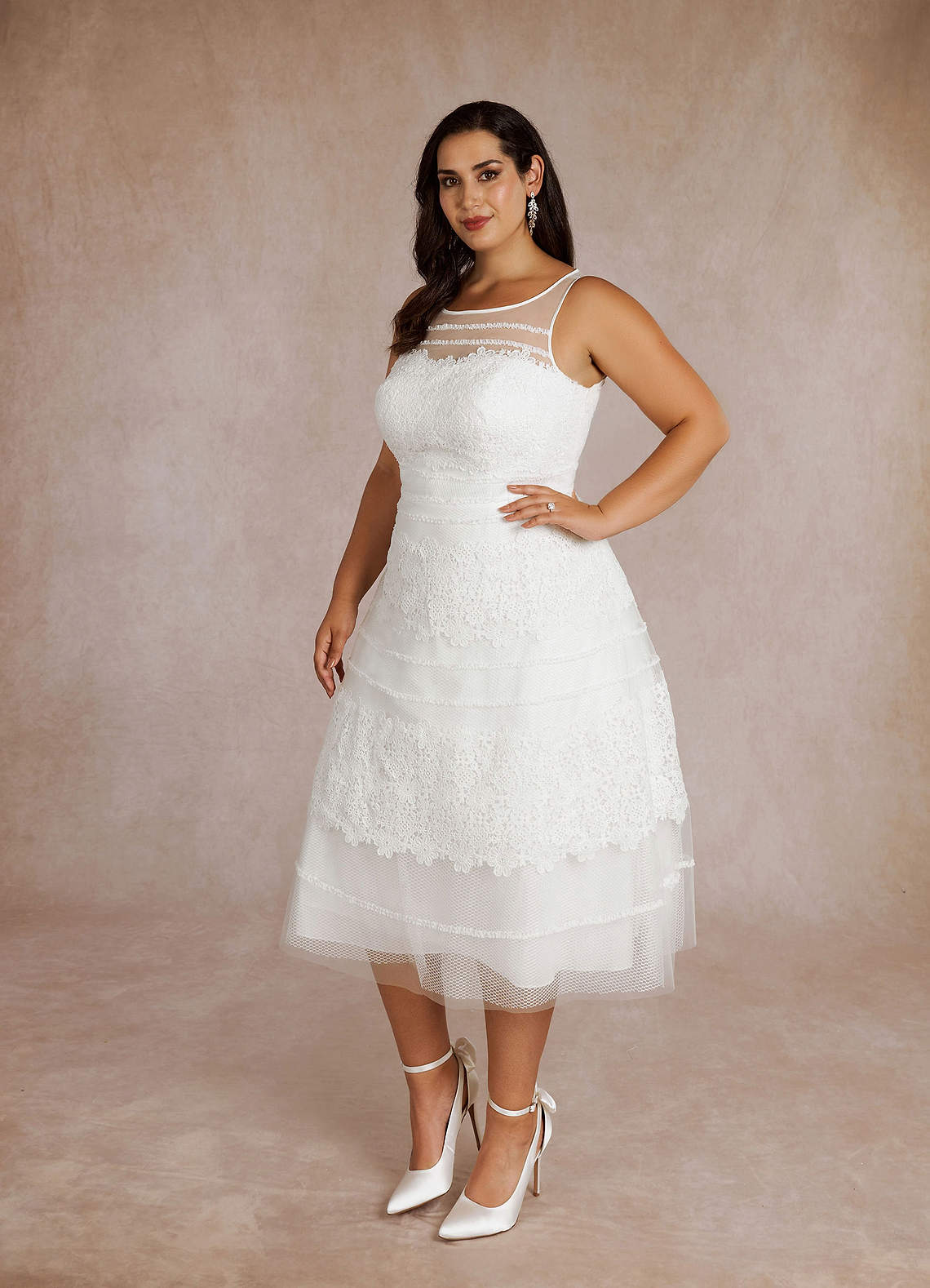Diamond White A-Line Sweetheart Lace Tulle Dress