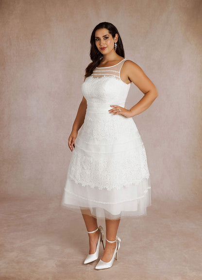 Diamond White A-Line Sweetheart Lace Tulle Dress