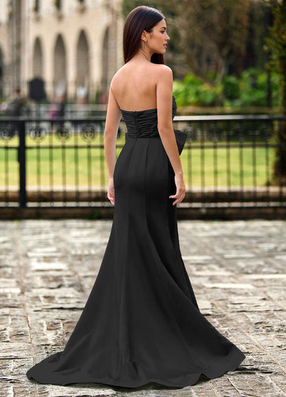 Elowen Black Sculpted Strapless Ruffle Prom Dress
