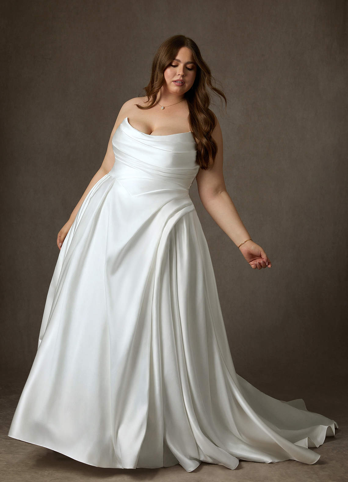 Diamond White Ball-Gown Strapless Satin Dress