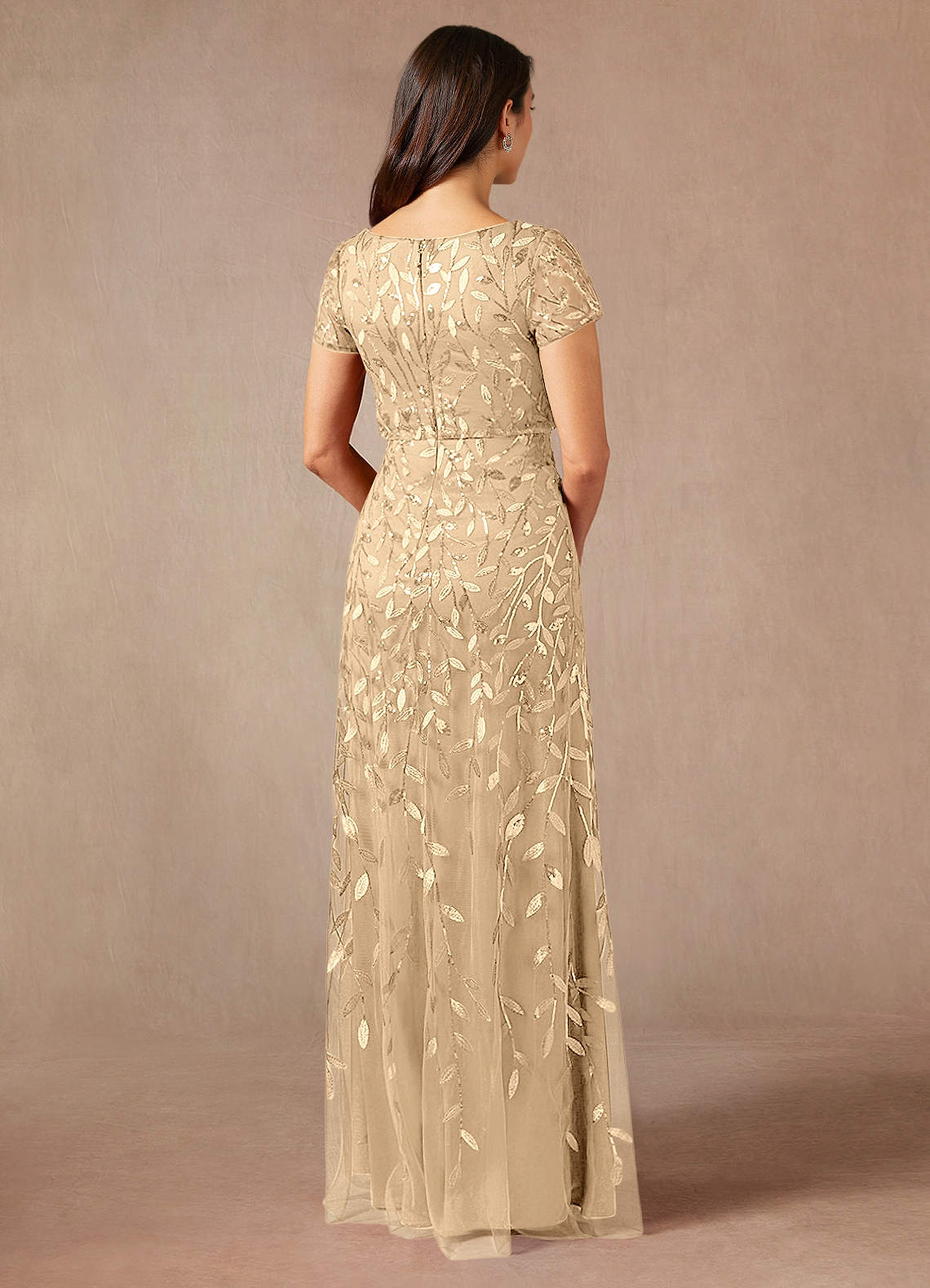 Champagne A-Line Sequins Dress