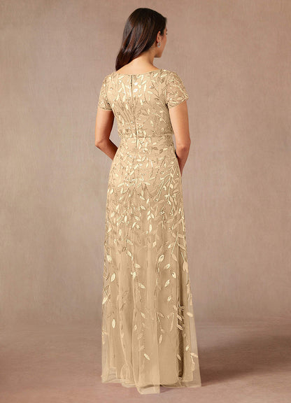 Champagne A-Line Sequins Dress
