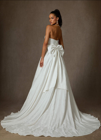 Diamond White Ball-Gown Floral Jacquard Dress