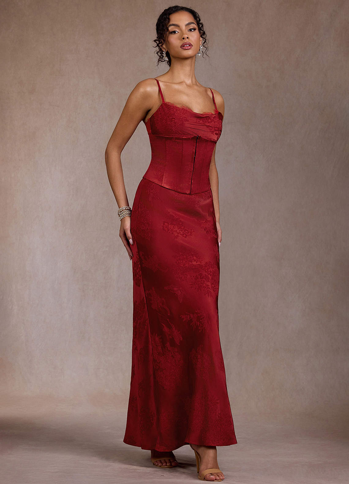 Fara Crimson Two Piece Dress
