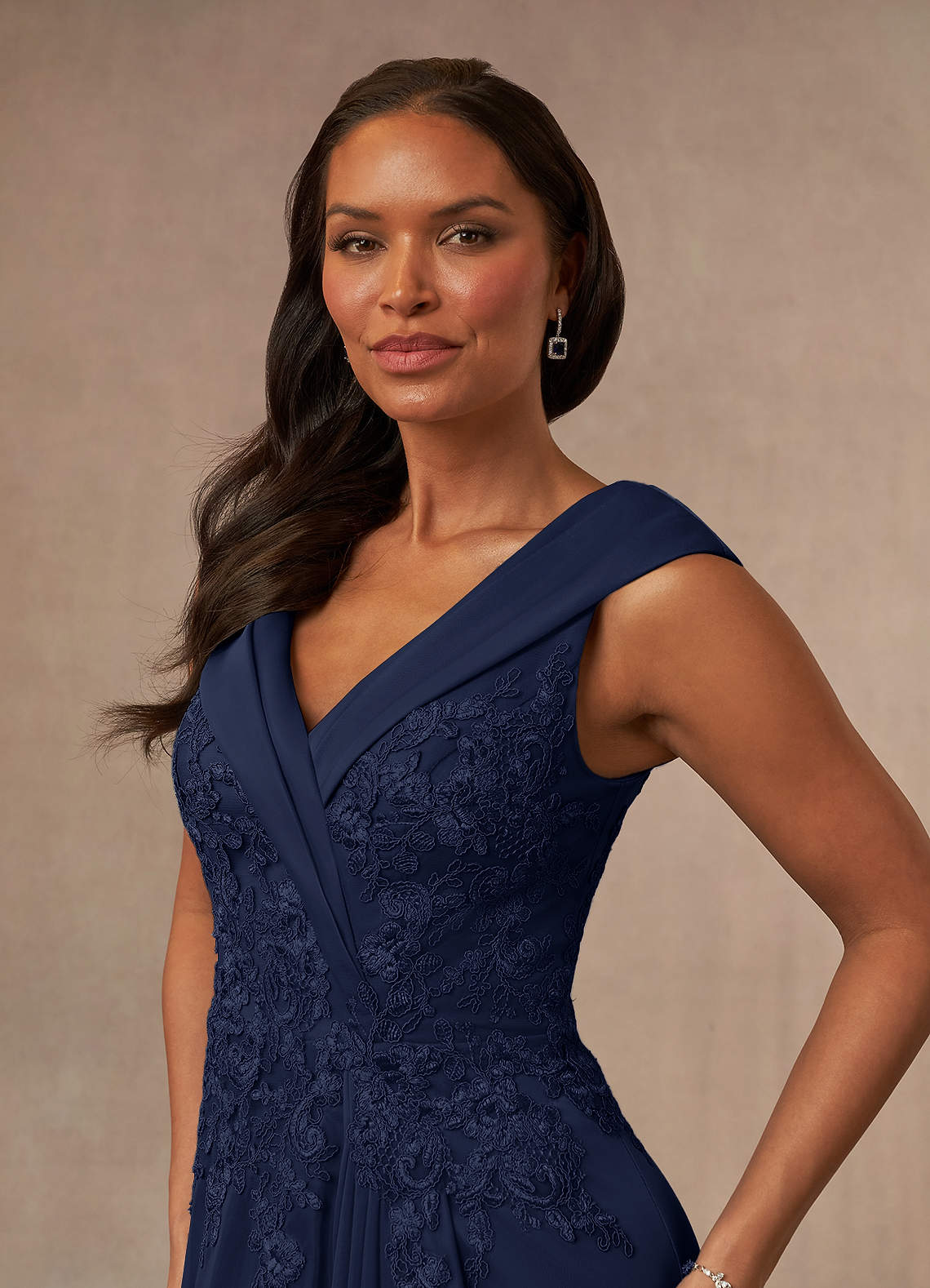 Dark Navy A-Line Lace Dress