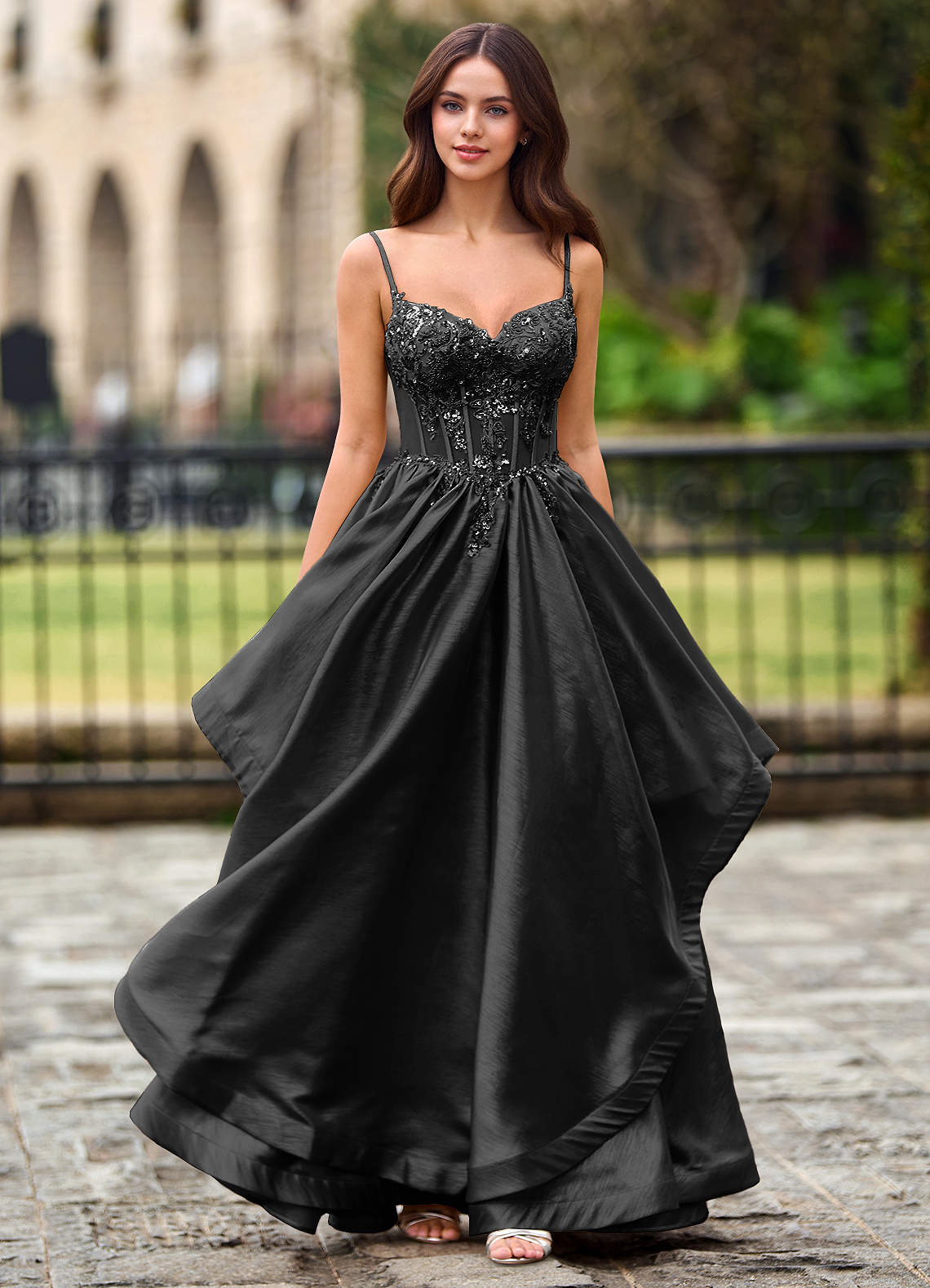 Philomena Black Rhinestones Prom Dress