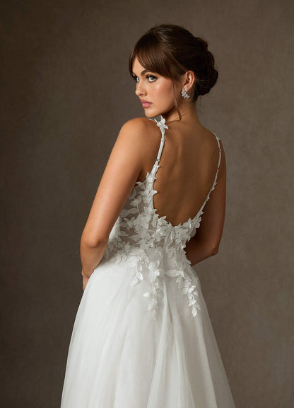 Diamond White Ball-Gown Lace Dress