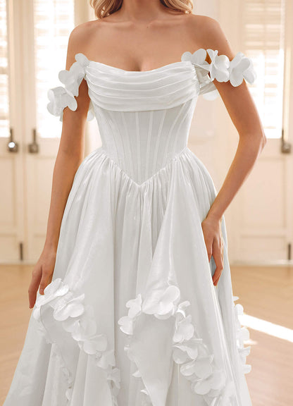 Elysia Ivory Corset Rhinestone Sheer Lace Prom Dress