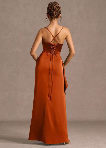 Thora Rust Open Back Prom Dress