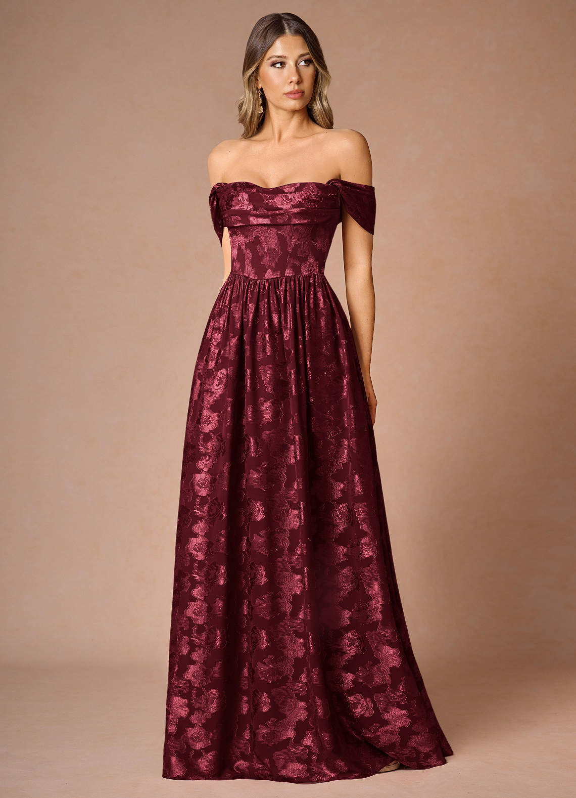 Hazel Wine Pleated Maxi Dress  Dress