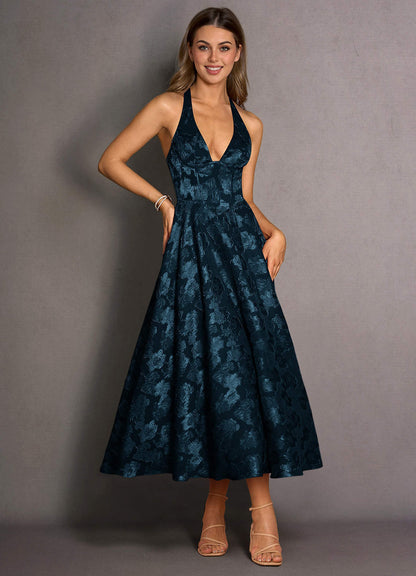 Isabeau Navy Midi Dress  Dress