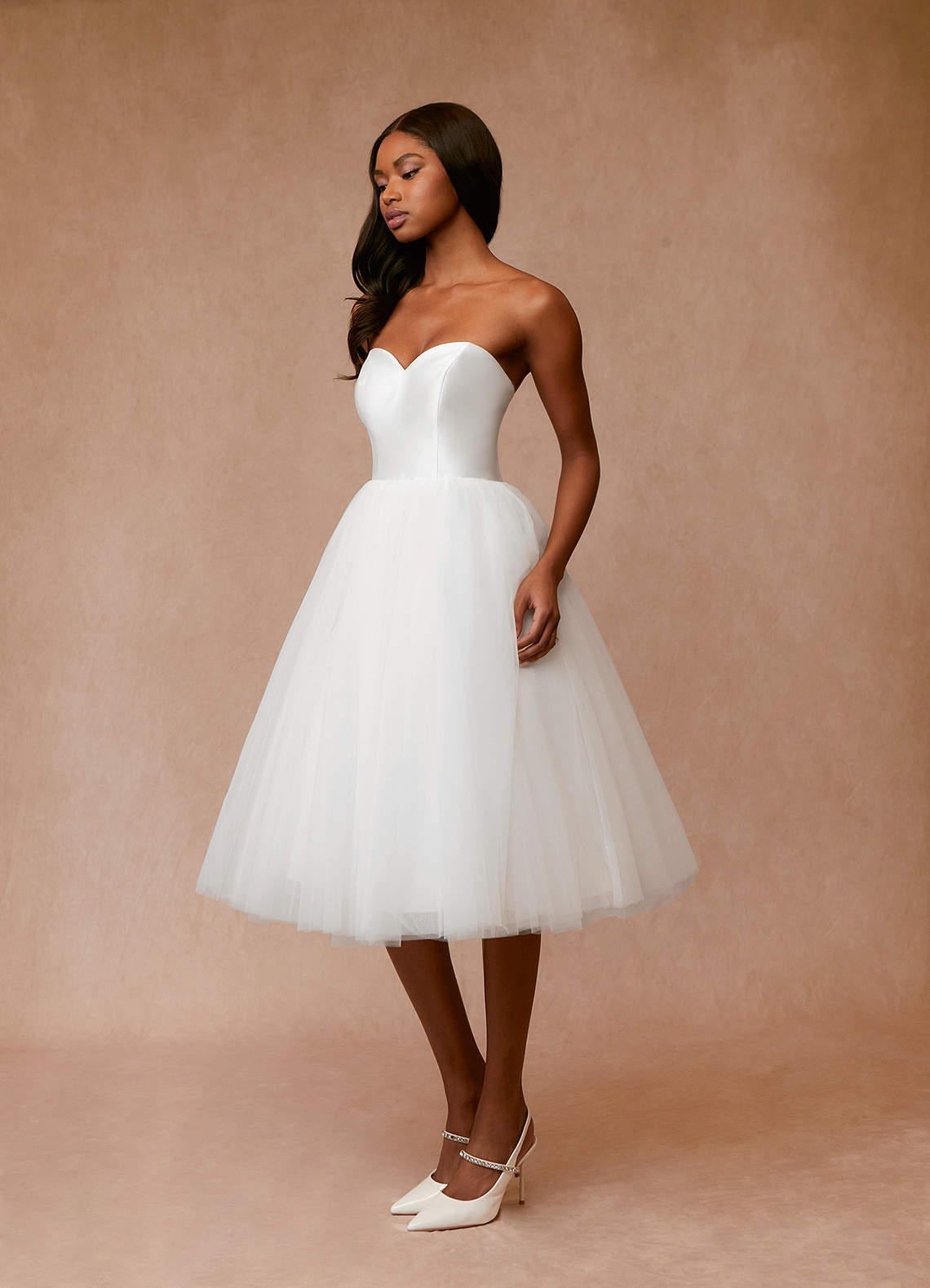 Diamond White A-Line Sweetheart Neckline Tulle Dress