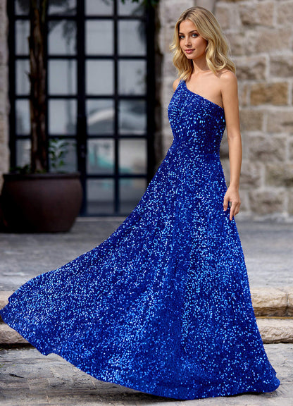 Opulent Royal Blue Velvet Sequins Prom Dress  Dress