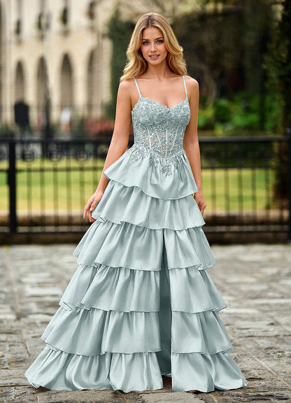 Jasmunya Sky Blue Organza Prom Dress