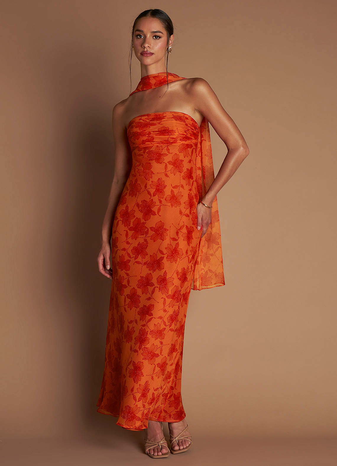 Aisha Tangerine Maxi Dress