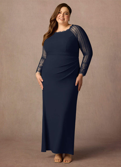 Dark Navy Sheath Lace Dress
