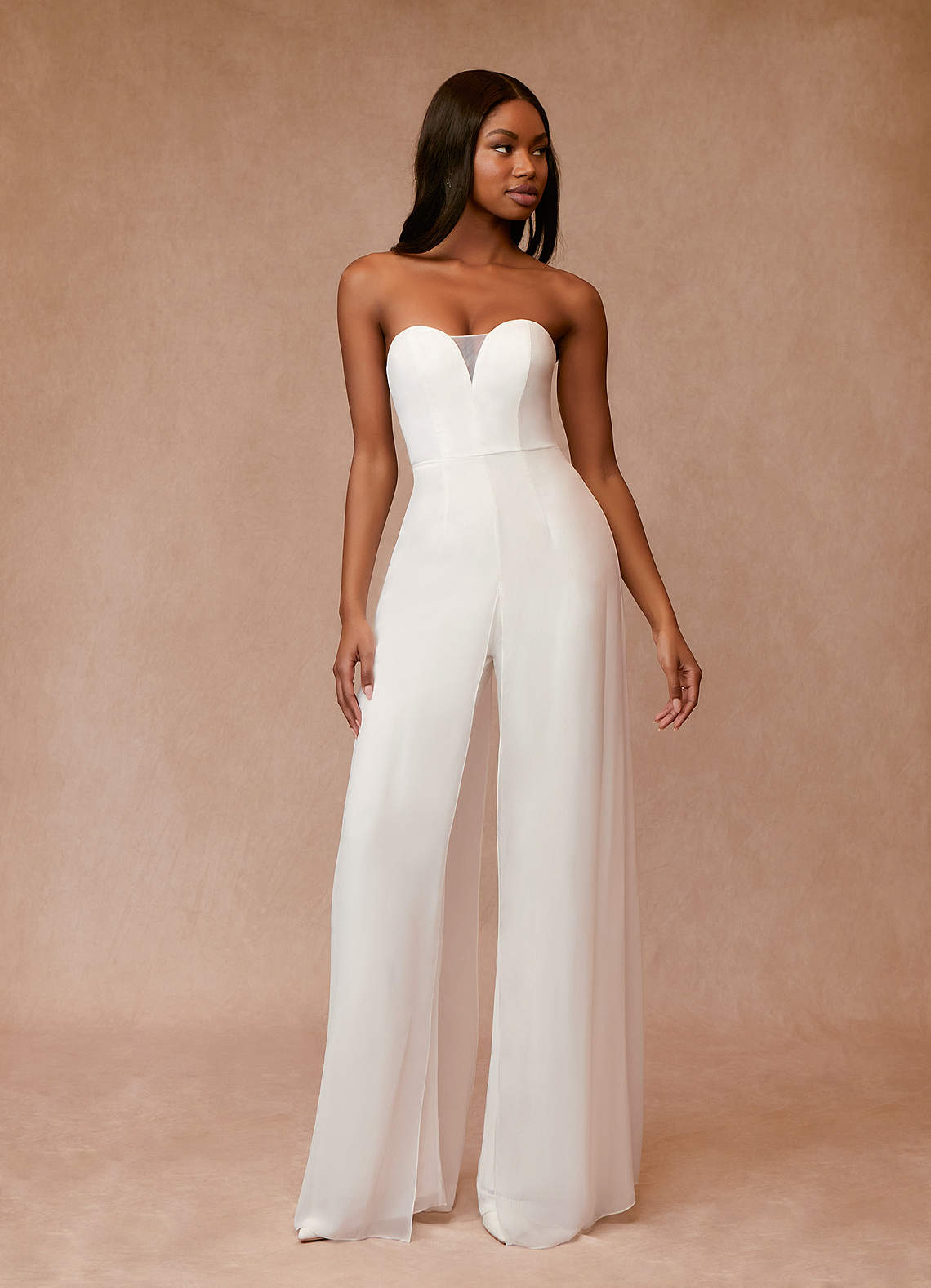 Diamond White Pant Styles Strapless Chiffon Dress
