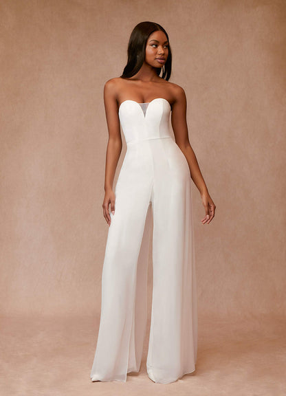Diamond White Pant Styles Strapless Chiffon Dress