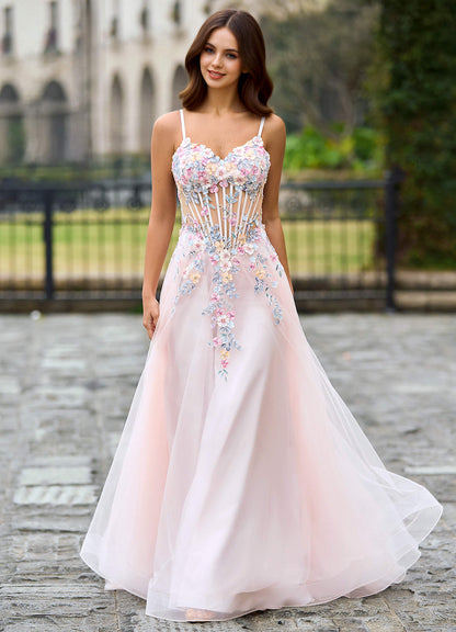 Juniper Blushing Pink A-Line Prom Dress