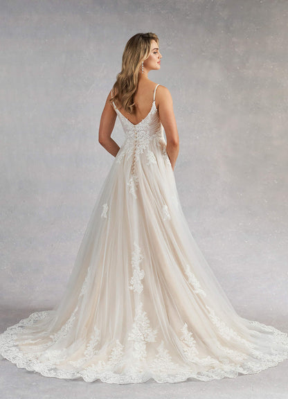Diamond White Champagne A-Line Sequins Tulle Dress