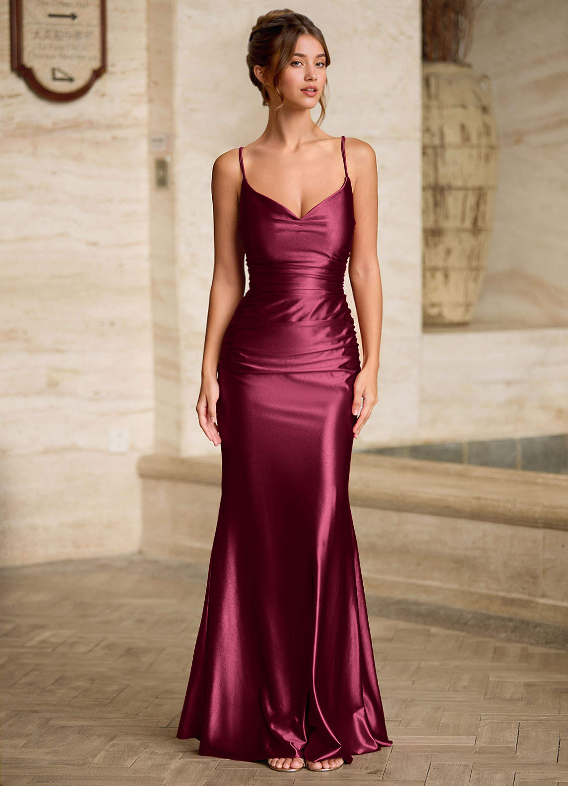 Scarlett Ankara Red Backless Lace-Up Mermaid Prom Dress