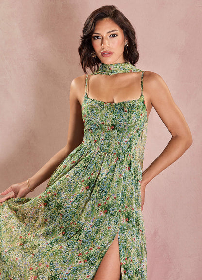Lolla Green Floral Maxi Dress  Dress
