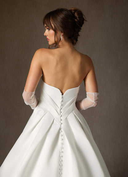Diamond White Ball-Gown Strapless Satin Dress