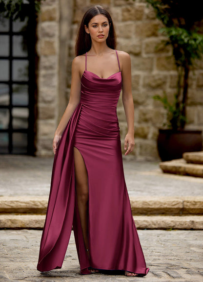 Drape Ankara Red Satin Prom Dress  Dress