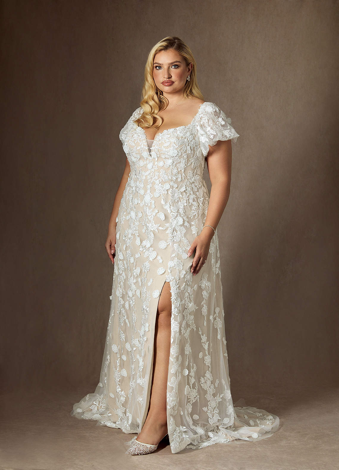Diamond White Champagne A-Line Sweetheart Lace Dress