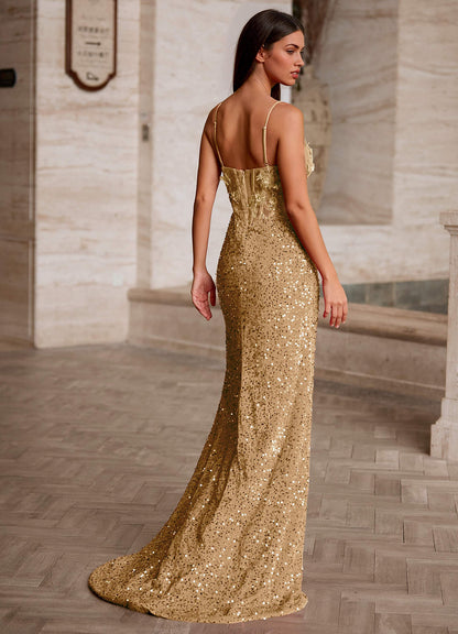 Velvetine Champagne Applique Sequin Prom Dress  Dress