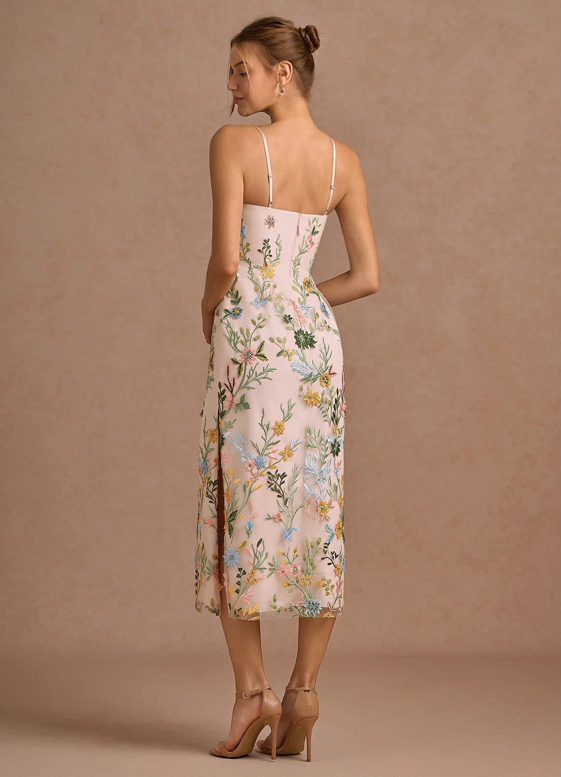 Delphine Blush Pink Multi Midi Dress