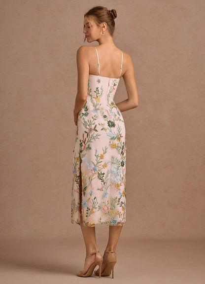Delphine Blush Pink Multi Midi Dress