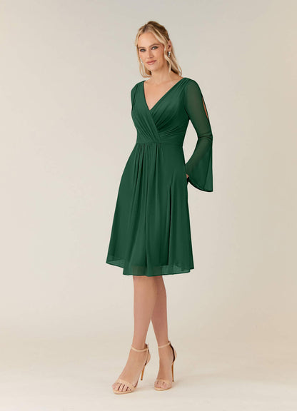 Dark Green A-Line Pleated Mesh Dress