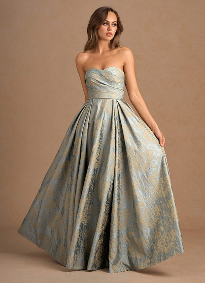 Maelis Vintage Blue Maxi Gown  Dress